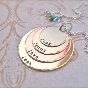 Mother's Day - EXCLUSIVE - Quad-Color Personalized Pendant Necklace - For MOMMY - as Featured in Bead Trend Magazine