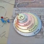 Mothers Day - EXCLUSIVE - SIX Disc Personalized Pendant Hand Stamped Necklace - For Mommy