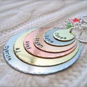 Mothers Day - EXCLUSIVE - SIX Disc Personalized Pendant Hand Stamped Necklace - For Mommy