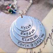 Mother's Day - EXCLUSIVE - Four Disc Personalized Pendant Necklace - For MOMMY - as Featured in Bead Trend Magazine