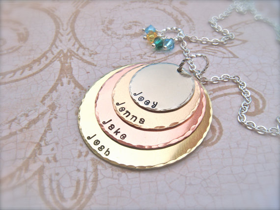 Mother's Day - Exclusive - Quad-color Personalized Pendant Necklace - For Mommy - As Featured In Bead Trend Magazine