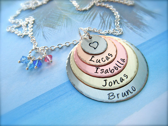Five Disc Personalized Pendant Necklace - For Mommy