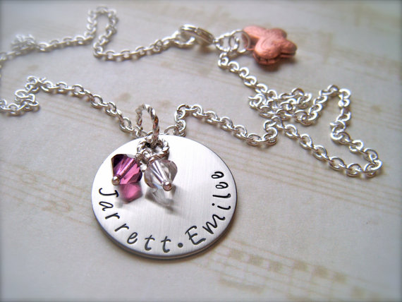 Hand Stamped Custom Personalized Pendant - Mommy Of Two - Necklace