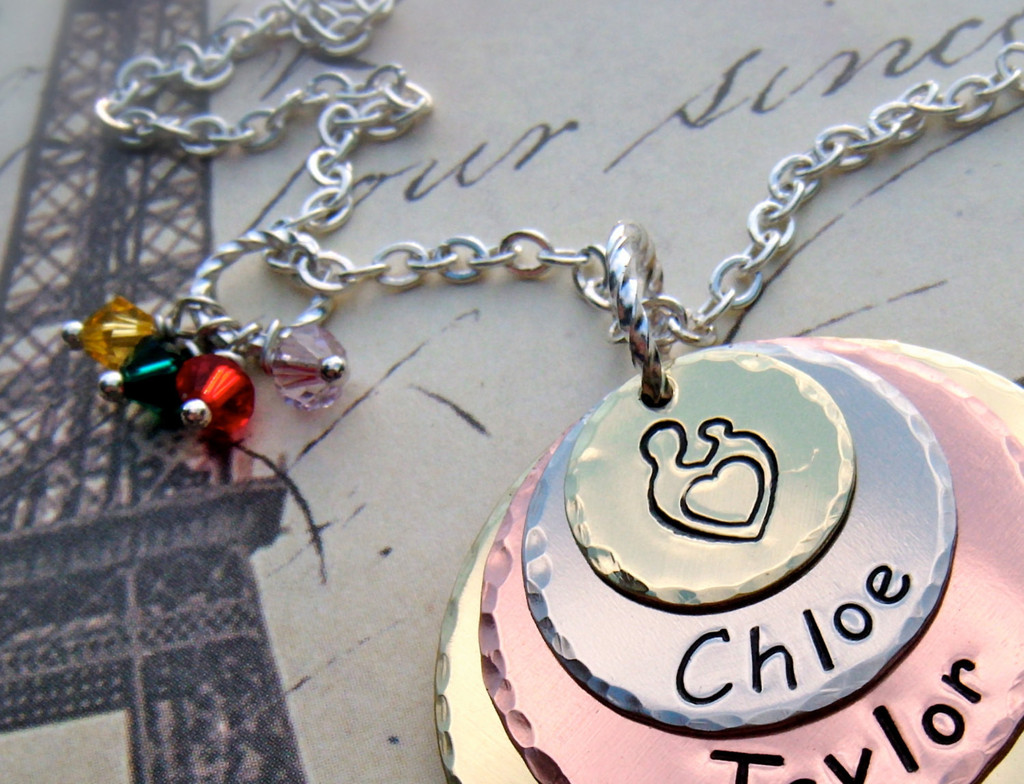 Mother's Day - Exclusive - Quad-color Personalized Pendant Necklace - For Mommy - As Featured In Bead Trend Magazine