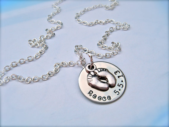 Mother's Love - Personalized Pendant With Footprint Charm Necklace