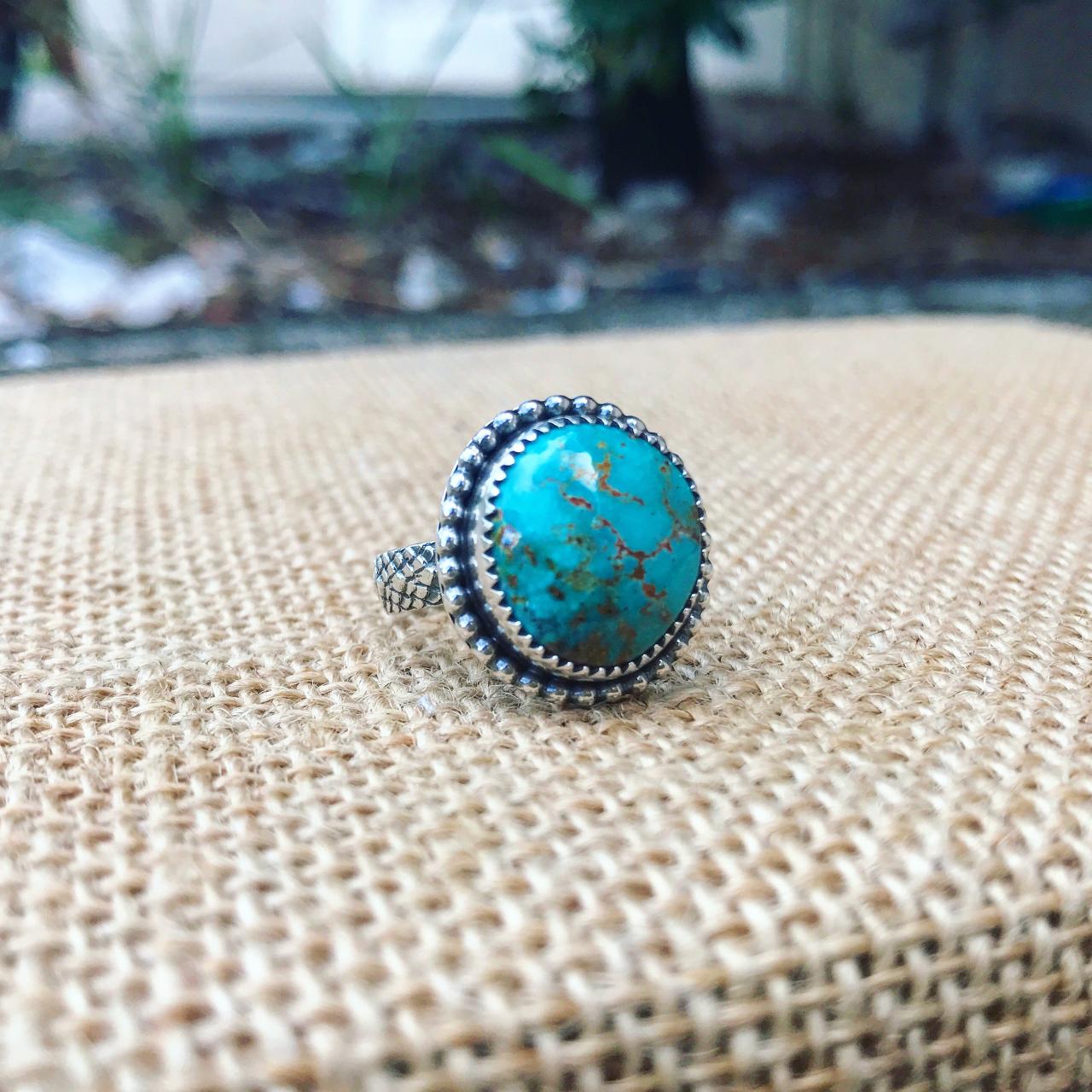 Sierra Nevada Turquoise Ring - Statement Ring - Sterling Silver - Us Size 7
